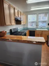 View to kitchen from dining area.