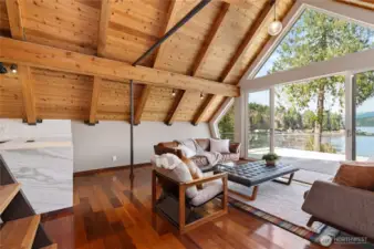Cozy living area that opens up to a rooftop deck!