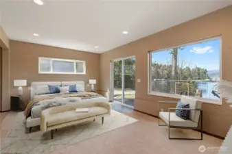 Great downstairs living space that opens up to a a patio