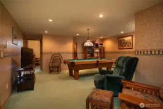 Rec-room with pool table.