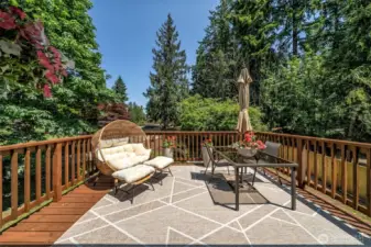 Brand new large deck with stairs to the backyard