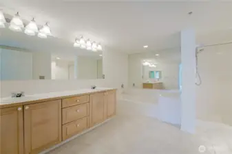 Primary Bath with Two Sinks, Soaking Tub and Separate Shower