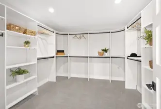 Walk in custom closet in the primary suite!