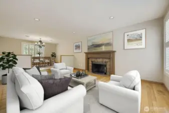 Entertainment-size living and dining rooms. The hardwood floors continue throughout the house for a seamless transition from room to room.