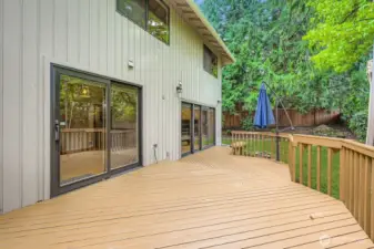 The large deck was just repaired and stained and is in excellent condition, including a built-in bench.