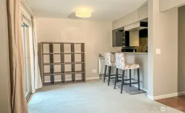 living area with bar counter