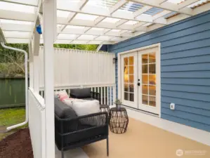 Back patio view into the primary suite.