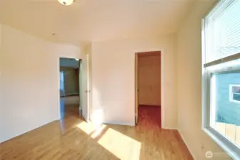 The east guest bedroom has a large walk-in closet.