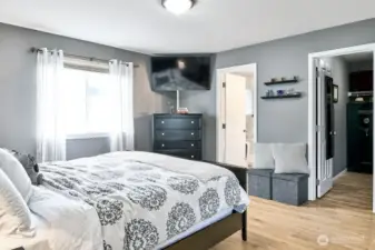 Primary bedroom with walk-in closet
