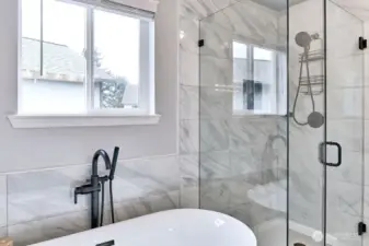 Stand alone tub & walk-in tile shower