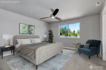 (Virtually Staged) Primary Suite Sanctuary – Spacious primary bedroom with serene natural light.
