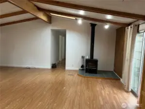 Part Of The Huge Living Room With Wood-Burning Stove