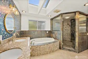 Jetted soaking tub.