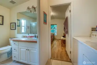 Bathroom and laundry in 2018 manufactured doublewide.