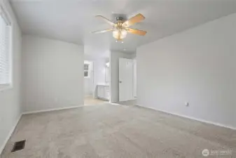 With an ensuite bath and walk in closet, this primary bedroom is perfect