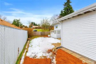 Covered steps to the basement.