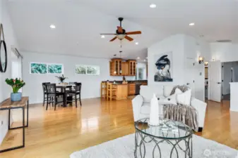 This great room is super spacious with lots of options for furniture placement.