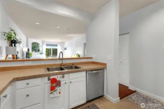 Eat-in bar overlooks the living room