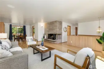 Living room, Dining room and fireplace
