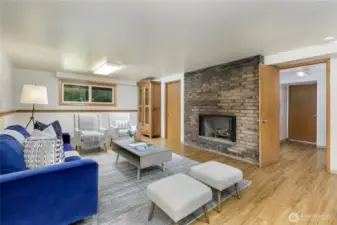 Rec room, fireplace