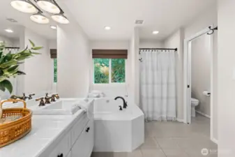 Spacious and bright, this well used room will be your favorite place.  Soak in the deep set tub after a long day for your own spa like experience.