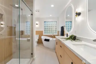 Luxury finishes in the primary bathroom