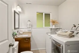 Lower level laundry room and half bath
