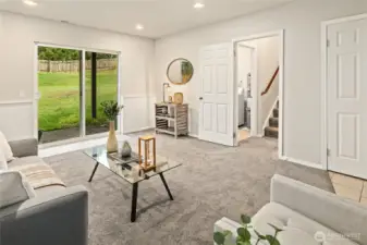 Family room in lower level access out to the backyard