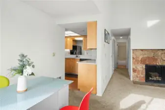 Kitchen adjacent to eating area