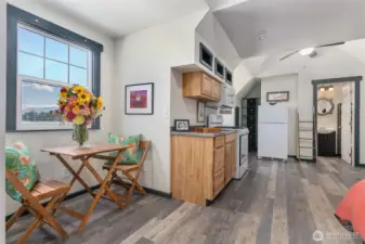 ADU seating area with 3/4 bath. Photos taken prior to rented.