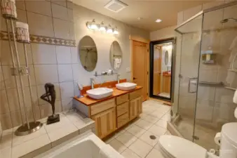 Large suite, double vanity, shower adn tub