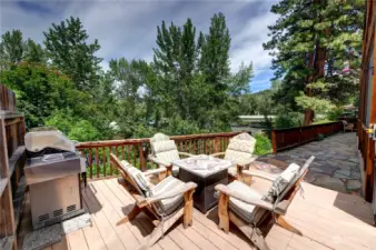 Outdoor gathering area overlooking the river.