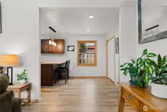 Large main living room opens up into the kitchen