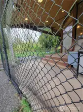 Unheated area of the DogDeck. A dog's dream .... heated DogDeck, come out of the warmth and still be out of the rain. Large DogYard (approx 65 ft long by 35 feet wide) gives plenty of room to run, play and just be a dog!