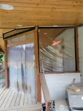 Looking into the heated area of the DogDeck with the DogDeckHeater on. It can be zero outside and a pleasant 60 degrees inside!