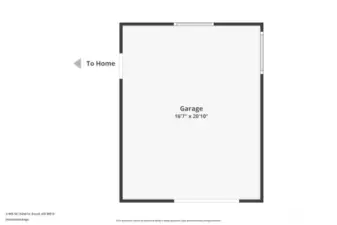 The floorplan of the oversized detached garage offers EV charger, expansive space, storage, and a workshop area.