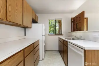 Lots of cabinets and counter space! *Tenant's furnishings have been digitally removed.*