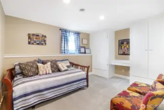 Comfortable bedroom with dual closets and versatile layout