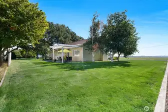 Large backyard with space to play, relax, or garden
