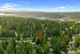 Redmond Town Center and Lake Washington