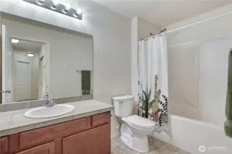 Hall bath, great for guests and meets all needs.
