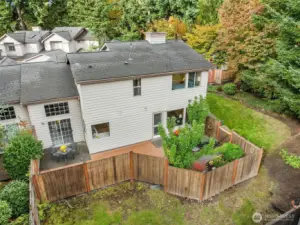 Aerial View of the patio and backyard