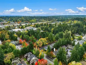 Aerial view of the townhome location.