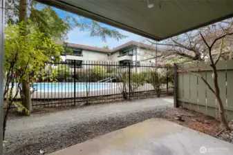 patio facing the pool