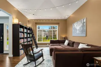 Formal living room with vaulted ceilings.