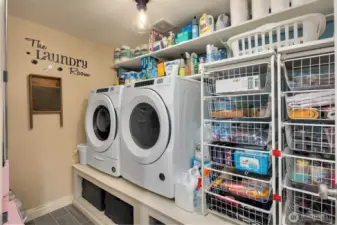 Laundry room with ample storage. Organization is your destiny!