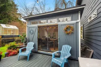 Fun outdoor dining room. It could also be a workout space or meditation room.
