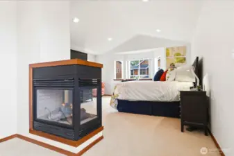 Natural gas fireplace offers warmth and ambiance to this regal room.