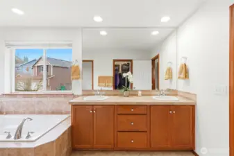 Two sink vanity so you can get ready together and discuss your plans for the day.