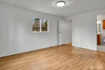 Another view of the primary suite-looking back towards ensuite bath.